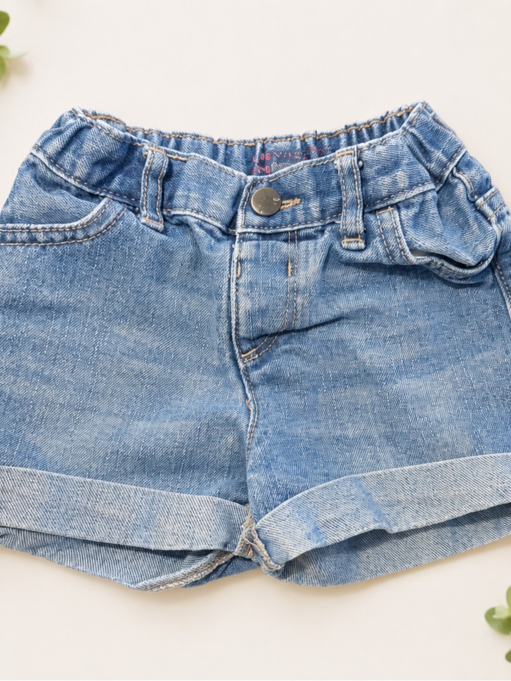 The Children's Place Light Blue Denim Shorts with Elastic Waist
